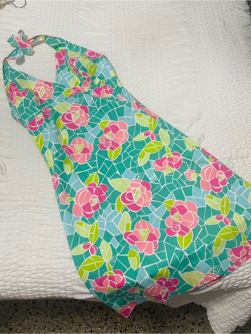 Vintage Lilly Pulitzer Teal, Pink & Lime Floral Print Dress